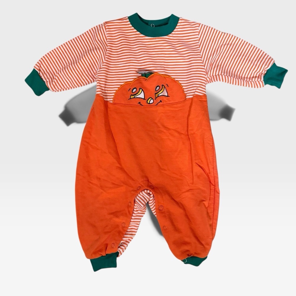 Vintage Honors Baby Pumpkin One Piece Snap Spider Halloween 12 Months